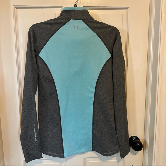 Noble Outfitters Athena Quarter Zip Shirt PulloverSz Small Aqua&Gray equestrian - Picture 6 of 14